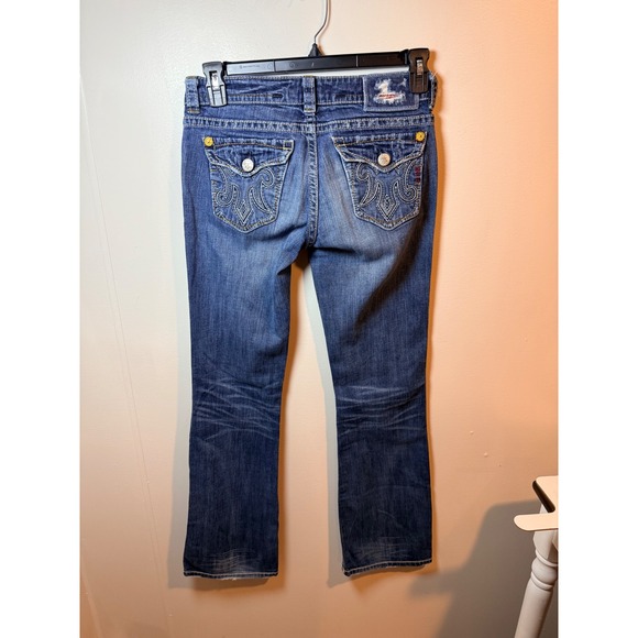MEK Denim New Oaxaca Bootcut Jeans Women's Size 28/34 Blue Wash Distressed - Picture 6 of 12